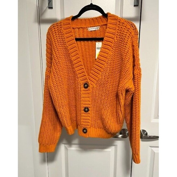 Anthropologie Weekend Cardigan SIZE M new orange color - Picture 3 of 12